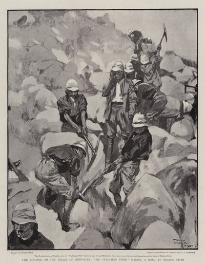 El Avance para el Socorro de Kimberley, el Quinto Luchador haciendo un Camino en el Río Orange de Frank Craig